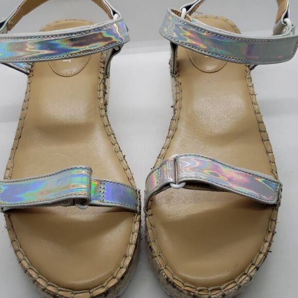 Y2K Inspired Chunky Iridescent Metallic Wedges Nine West Size 9 - Picture 6 of 7